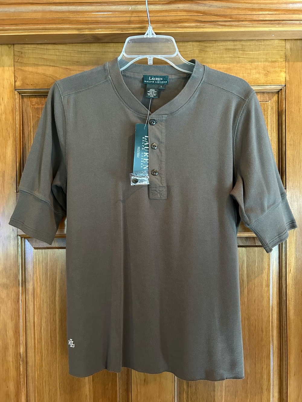 Lauren Ralph Lauren Army Green Short-Sleeve Henley Tee